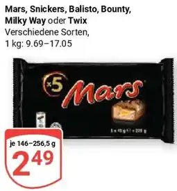 Globus Mars, Snickers, Balisto, Bounty, Milky Way oder Twix Angebot
