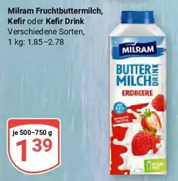 Globus Milram Fruchtbuttermilch, Kefir oder Kefir Drink Angebot