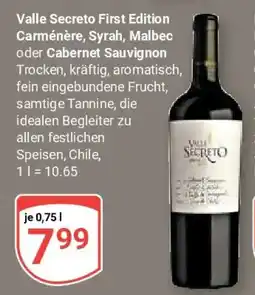 Globus Valle Secreto First Edition Carménère, Syrah, Malbec oder Cabernet Sauvignon Angebot