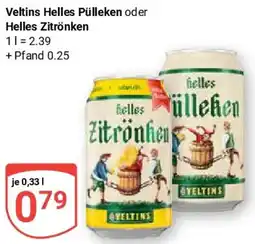 Globus Veltins Helles Pülleken oder Helles Zitrönken Angebot