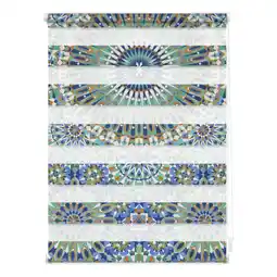 Netto Marken-Discount Lichtblick Duo Rollo Klemmfix, ohne Bohren, blickdicht, Orientalisches Muster - Blau Grün Angebot