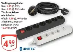 Globus UNITEC Verlängerungskabel oder Tischsteckdose mit Schalter Angebot