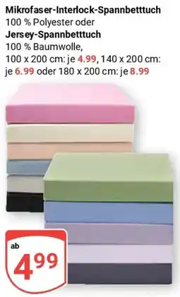 Globus Mikrofaser-Interlock-Spannbetttuch oder Jersey Spannbetttuch Angebot