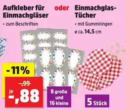 Thomas Philipps Aufkleber für Einmachgläser oder Einmachglas Tücher Angebot