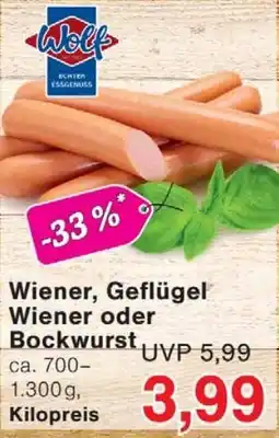 Wiglo Wunderland Wolf Wiener, Geflügel Wiener oder Bockwurst Angebot
