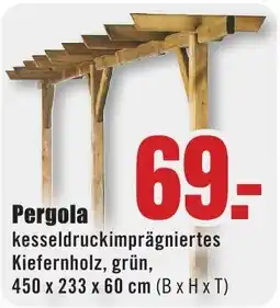 B1 Discount Baumarkt Pergola kesseldruckimprägniertes Kiefernholz, grün Angebot