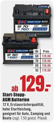 B1 Discount Baumarkt BIG Start-Stop-AGM Batterien Angebot