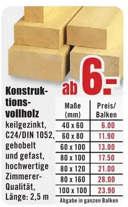 B1 Discount Baumarkt Konstruktionsvollholz Angebot