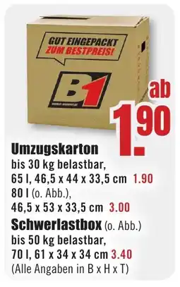 B1 Discount Baumarkt B1 Umzugskarton Angebot