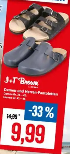Stolz J+T Brown Damen-und Herren-Pantoletten Angebot