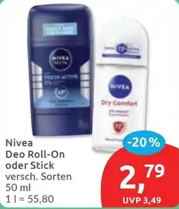 Budni Nivea Deo Roll-On oder Stick Angebot