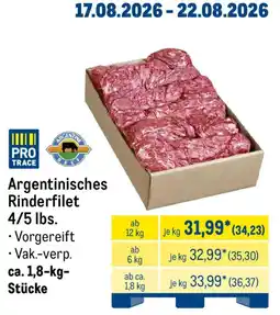 METRO PRO TRACE Argentinisches Rinderfilet Angebot
