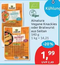 Budni Alnatura Vegane Knackies oder Bratwurst aus Seitan Angebot
