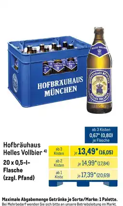 METRO Hofbräuhaus Helles Vollbier Angebot
