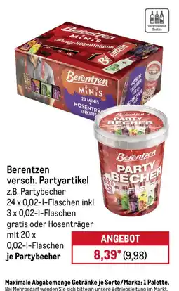 METRO Berentzen versch. Partyartikel Angebot