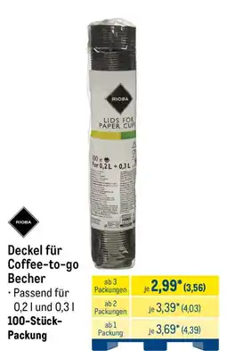 METRO RIObA Deckel für Coffee-to-go Becher Angebot