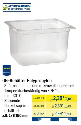 METRO GN-Behälter Polypropylen Angebot
