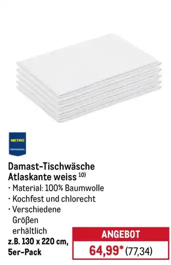 METRO Damast-Tischwäsche Atlaskante weiss Angebot