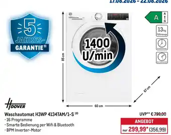 METRO Hoover Waschautomat H3WP 4134TAM/1-S Angebot