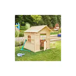 Netto Marken-Discount HOME DELUXE Spielhaus DER GROSSE PALAST - 106 x 111 cm Natur mit Bank Angebot