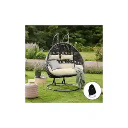 Netto Marken-Discount HOME DELUXE Polyrattan Hängesessel nur Korb und Kissen TWIN DELUXE - Schwarz/Creme Angebot