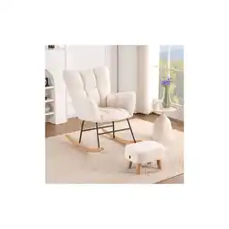 Netto Marken-Discount HOME DELUXE Schaukelstuhl inkl. Hocker NARA - Bouclé Weiß Angebot