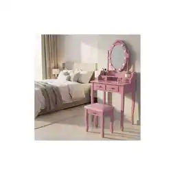 Netto Marken-Discount HOME DELUXE Schminktisch mit Spiegel und LED-Beleuchtung ROSY Rosa Angebot