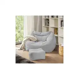 Netto Marken-Discount HOME DELUXE Sitzsack mit Hocker COZY – Hellgrau Angebot