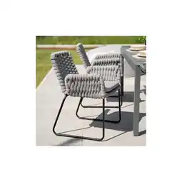 Netto Marken-Discount HOME DELUXE Gartenstuhl mit Armlehnen aus Seilgeflecht BALERO Hellgrau - 10er Set Angebot