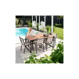 Netto Marken-Discount HOME DELUXE Garten-Sitzgruppe in Holzoptik SIERA SEDIA - 6 Stühle Angebot