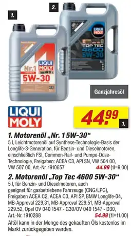 toom Baumarkt Motorenöl „Nr. 15W-30“ Angebot