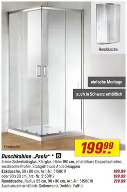 toom Baumarkt Duschkabine "Paola" Angebot