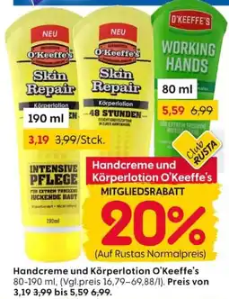 Rusta Handcreme und Körperlotion O'Keeffe's Angebot