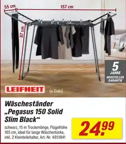 toom Baumarkt LEIFHEIT Wäscheständer „Pegasus 150 Solid Slim Black“ Angebot