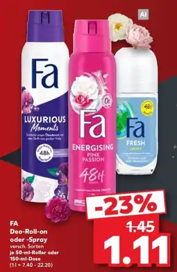 Kaufland Fa Deo-Roll-on oder -Spray Angebot