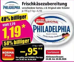 Norma Frischkäsezubereitung Philadelphia Angebot