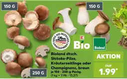 Kaufland Bioland dtsch. Shitake-Pilze, Kräuterseitlinge oder Champignons, braun Angebot