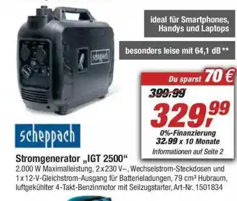 toom Baumarkt Scheppach Stromgenerator „igt 2500“ Angebot