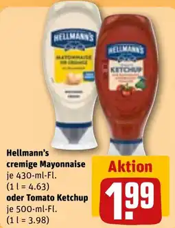 Sonderpreis Baumarkt Hellmann's cremige Mayonnaise oder Tomato Ketchup Angebot