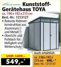 Norma NEVER INDOOR Kunststoff Gerätehaus TOYA Angebot