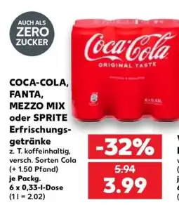 Kaufland Coca-Cola, Fanta, Mezzo Mix oder Sprite Erfrischungsgetränke Angebot
