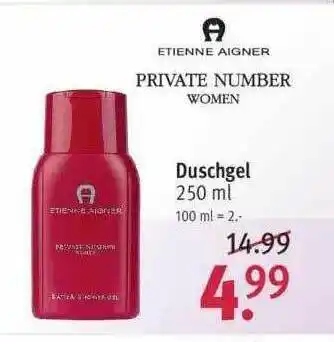 Rossmann Etienne Aigner Private Number Women Duschgel Angebot