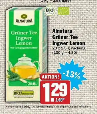 AEZ Alnatura Grüner Tee Ingwer Lemon Angebot