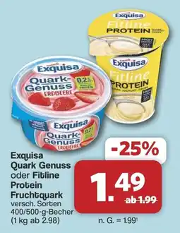 Famila Nord West Exquisa Quark Genuss oder Fitline Protein Fruchtquark Angebot