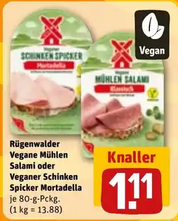 REWE Rügenwalder Vegane Mühlen Salami oder Vegane Schinken Spicker Mortadella Angebot