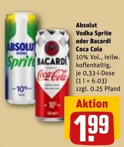 REWE Absolut Vodka Sprite oder Bacardi Coca Cola Angebot