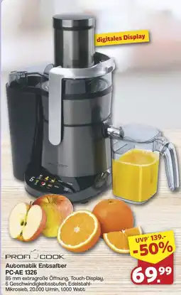 Famila Nord West PROFI COOK Automatik Entsafter PC-AE 1326 Angebot