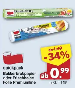 Famila Nord West quickpack Butterbrot-Papier oder Frischhalte-Folie Premiumline Angebot