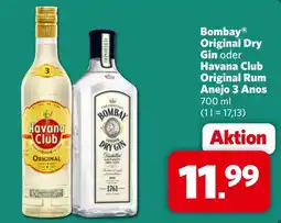 Famila Nord West Bombay Original Dry Gin oder Havana Club Original Rum Anejo 3 Anos Angebot