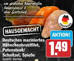 HIT Deutsches mariniertes Hähnchenbrustfilet, Putensteak/Schnitzel, Spieße Angebot